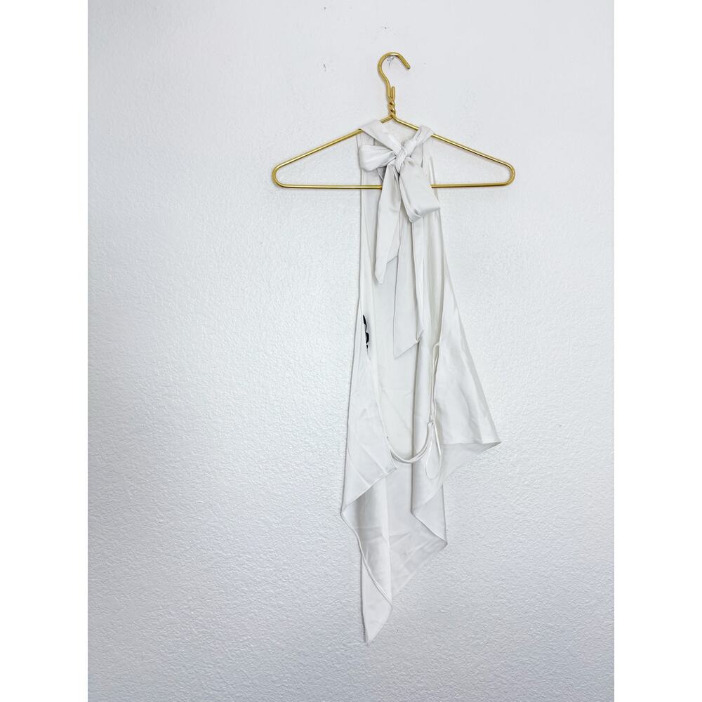 Zara White Asymmetric Satin Halter Top Size XXL Open Back 4772/137 Sexy Party - Picture 13 of 14